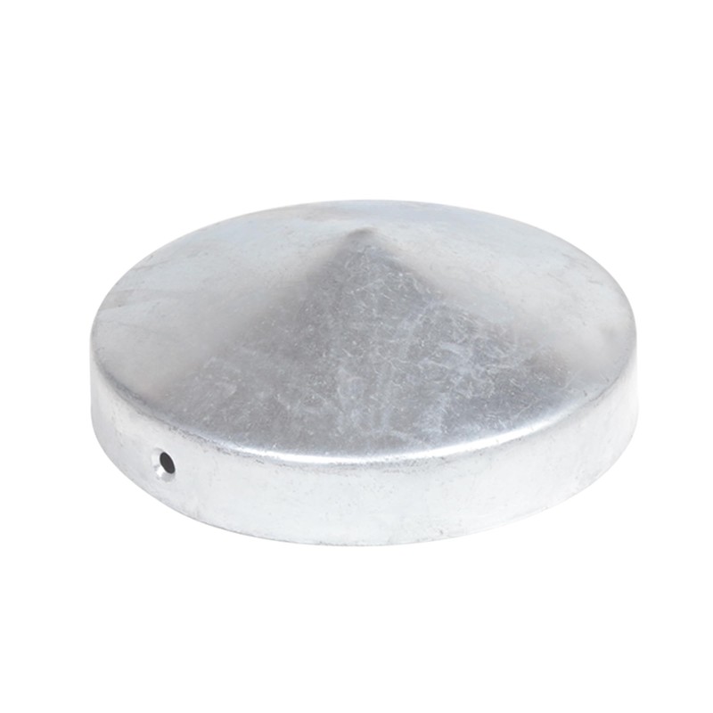 4 x Post Caps Round Steel Fire-Dip Galvanised 121 mm