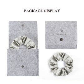 DISANGNI Silk Hair Scrunchies for Frizz&Breakage Prevention, Pure 22Momme100% Mulberry Silk Hair Ties No Damage, Elastic Silk ponytail Holders (Light Grey)