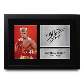 HWC Trading A4 FR Dolph Lundgren Rocky 4 IV Ivan Drago Printed Signed Film Memorabilia Framed A4