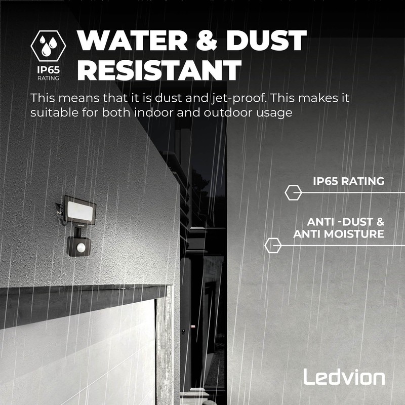 Ledvion - LED Floodlights with Motion Sensor, 10 Watt, 4000