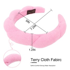 Amariver Spa Headbands for Women Skincare Headband for Washing Face Make Up Headband Face Wash Hair Band Terry Cloth Headband Pink Purple Puffy Face Wash Headbands for Women Girls