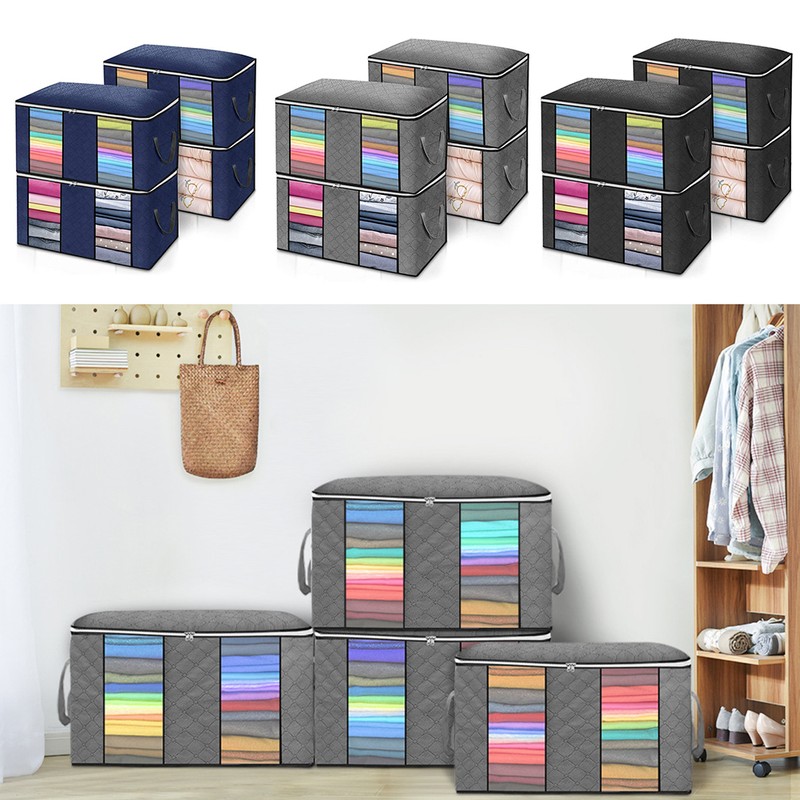 4PCS Clothes Storage Bag Large Capacity Clothing Organizers Foldable Closet