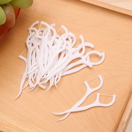 GSHLLO 100 PCS White Dental Floss Picks Clean Floss Picks Toothpicks Oral Care Floss