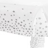 2Pcs 137*274cm White and Silver Disposable TableCloths Party Paper Plastic
