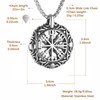 HZMAN Viking Vegvisir Norse Compass Stainless Steel Necklace Double-Sided Hollow