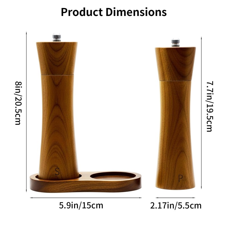 Amestar 2 Pack Acacia Wooden Salt and Pepper Grinder Set,