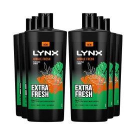 Lynx Lynx 3-in-1 Shower Gel Jungle Fresh 12 Hours of Long Lasting Refreshing Fragrance Body Wash with Plant-Based Moisturisers for Men for Naturally Soft Skin, 700ml Pack of 6