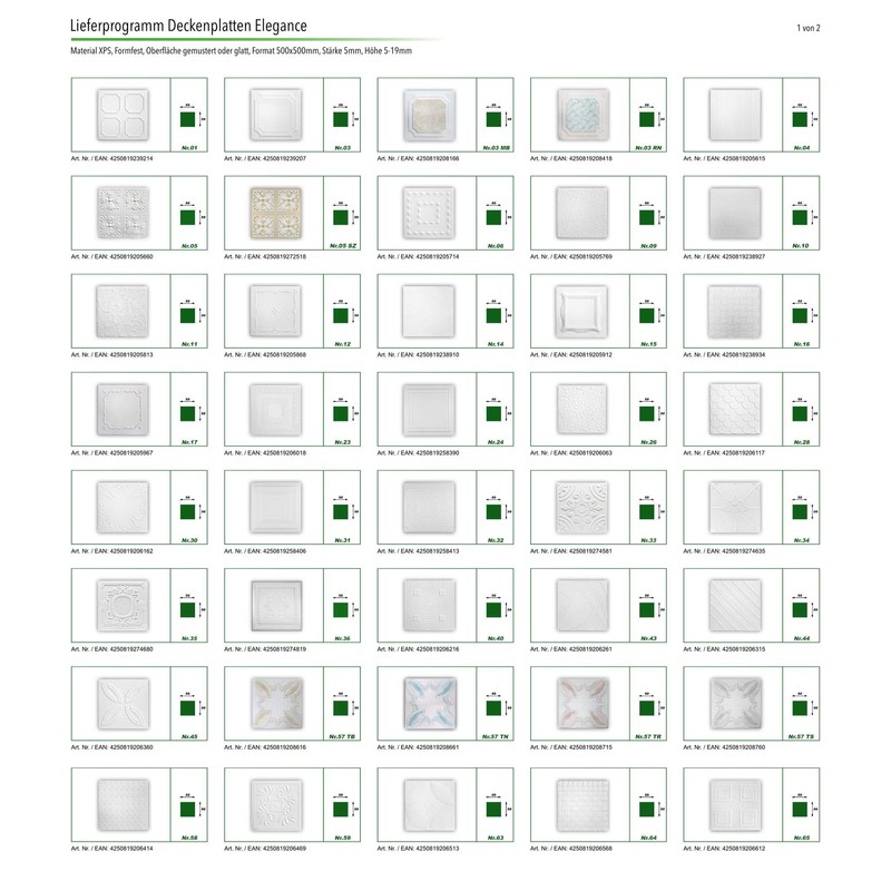 HEXIM Ceiling Tiles 50 x 50 cm Polystyrene Panels White