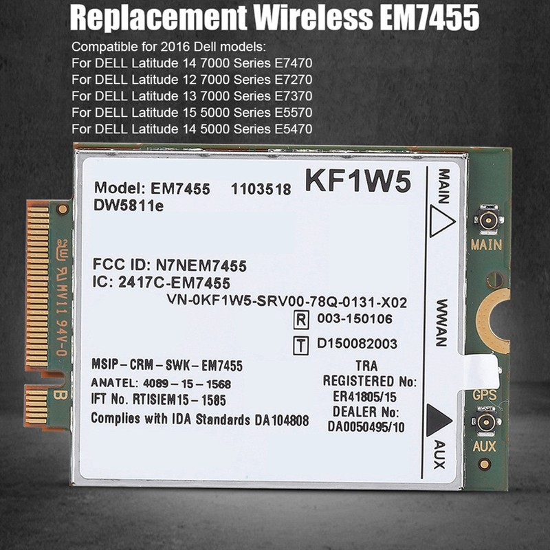 Replacement Wireless EM7455 for Dell DW5811e Qualcomm 4G LTE WWAN
