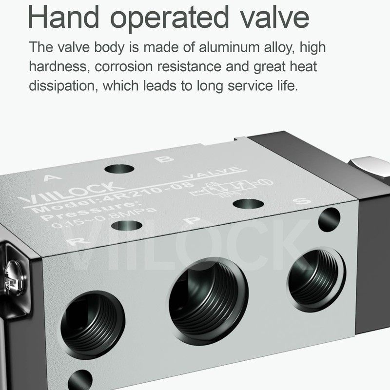 VIILOCK Pneumatic Air Hand Lever Valve, 5 Way 2 Position
