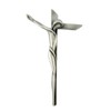 Pewter Good Triumphed Evil Contemporary Serpentine Cross Crucifix, 9 Inch