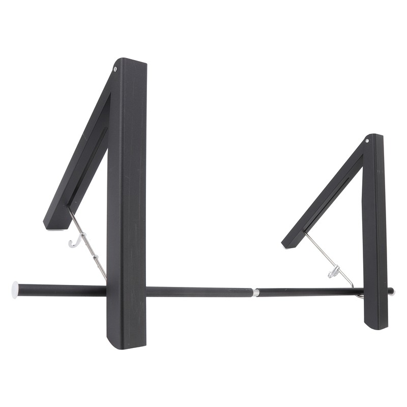 Retractable Clothes Rack Black Foldable Design Aluminium Wall Mounted Clothes