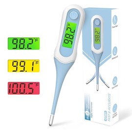 Cuxichuxinxi Cuxichuxinxi Oral Thermometer with 8s Fast Reading, 3 Colors Backlit, Fever Alert, High Accuracy Medical Basal Thermometer for Adults and Kids, Baby Digital Thermometer for Oral, Rectal, Armpit(Blue)