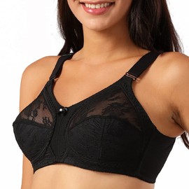 Ayigedu Ladies Plus Size Bra Minimiser Full Coverage Firm Hold Non Padded No Wired 42DD Black