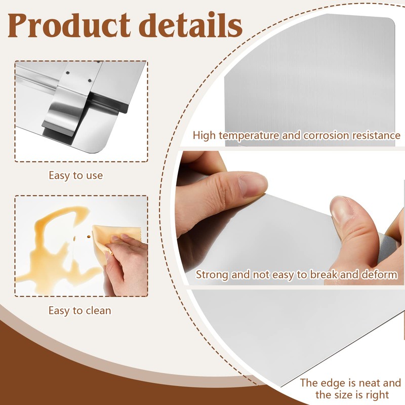 Ferraycle 2 Packs Stainless Steel Fryer Splash Guard Commercial Side