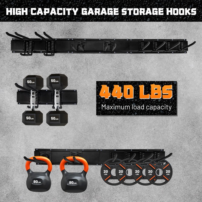 Heevir 11Pcs Garage Wall Mount Tool Storage Rack - Adjustable