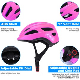 Kids Helmet Children Bike Helmet Adjustable Cycling Helmets for 2-12 Years Old Boys Girls Toddler Cycling Scooter Skating (Pink, S)