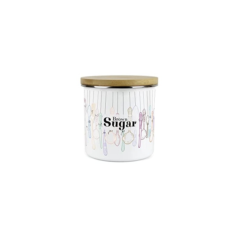 Purely Home Vintage Cutlery Brown Sugar Storage Canister - White