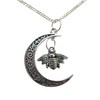 Silver Plated Necklace Bumble Bee Crescent Moon Pendant