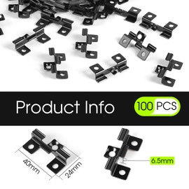 SUPAWAY Pack of 100 WPC Tile Clips 6.5 mm Plank Mounting Clips Stainless Steel Composite Clips for Mounting Decking WPC Decking Clips, Clamping Range 6.5 mm, Black