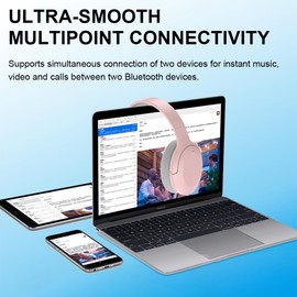 AndThere Bluetooth-Kopfhörer, kabellos, für Studenten, hohe Auflösung, schnelles Aufladen, faltbar (Rosa)