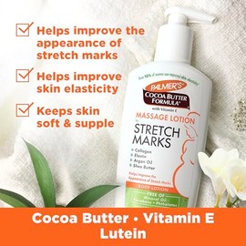 Palmers Cocoa Butter Formula Locin de Masaje para las Estras con Manteca de Cacao, Vitamina E, Colgeno, Elastina, Aceite de Argn y Manteca de Karit,  