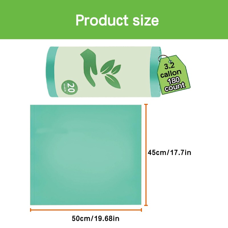 180 Count Compostable Liner Bags 3.2 Gallon Compostable Waste Bags