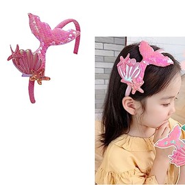 Mermaid Headpiece Pink Headbands for Girls Tail Head Bands Costume Party Headband Accessories Hair Bands Starfish Hairband