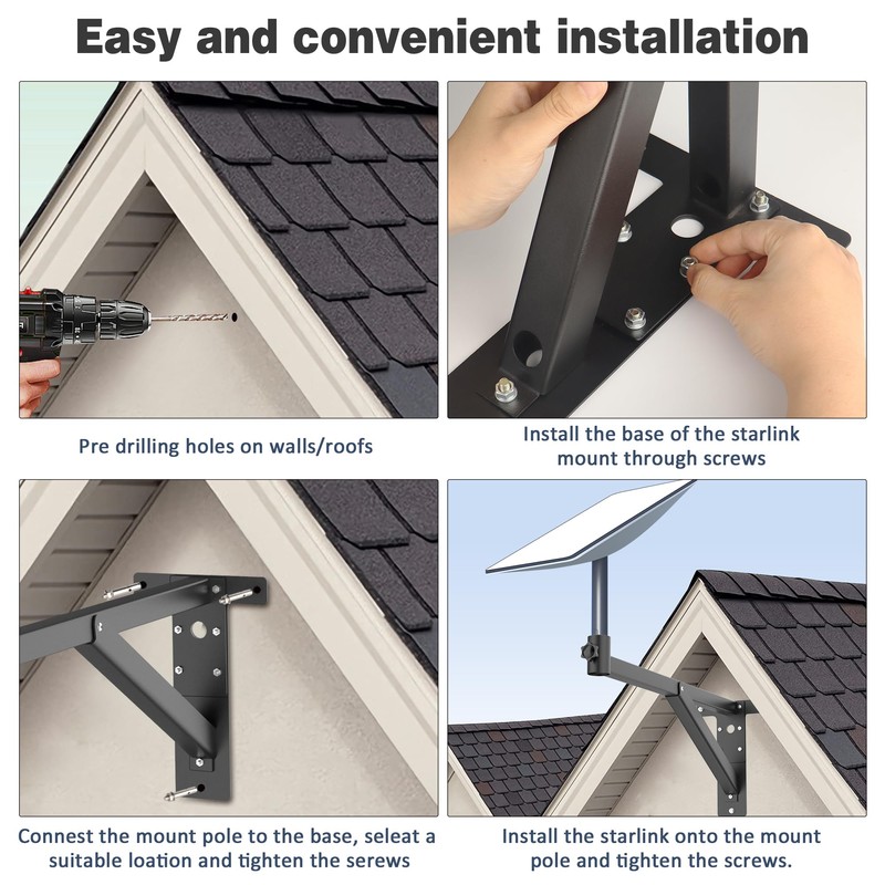 Starlink Long Wall Mount - Thickened Mounting Pole Kit for