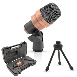 5 CORE Snare Microphone Copper Finish XLR Wired Cardioid Uni-Directional Tom Drum and Other Musical Instrument Mic w Swivel-Mount Steel Mesh Grille Rim Mount Carry Case Included Snare XP COPPEREX