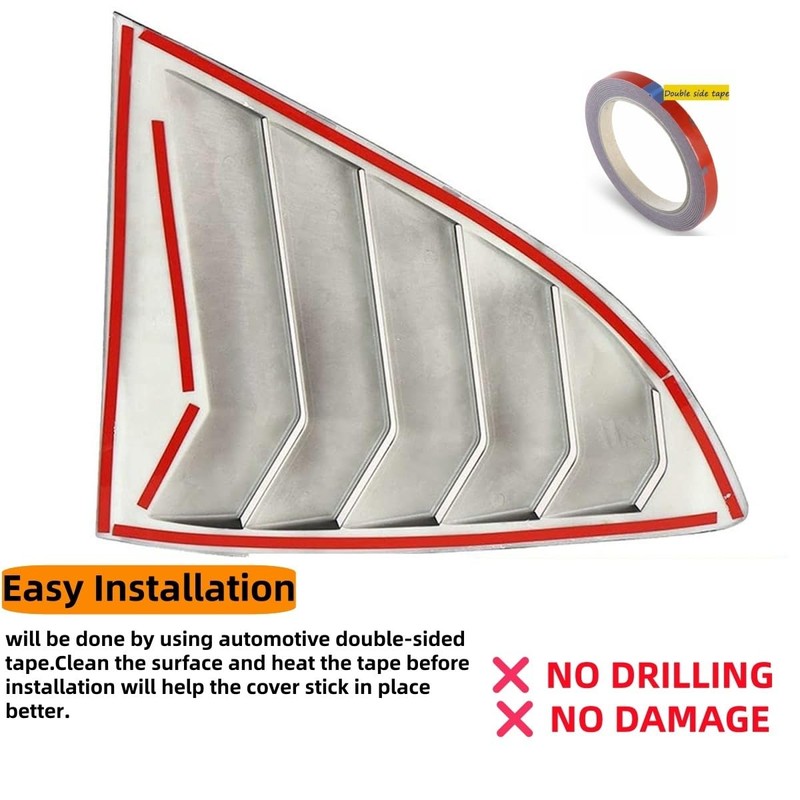 MUTUSAISI Rear Side Window Louvers Air Vent Scoop Louver Fit