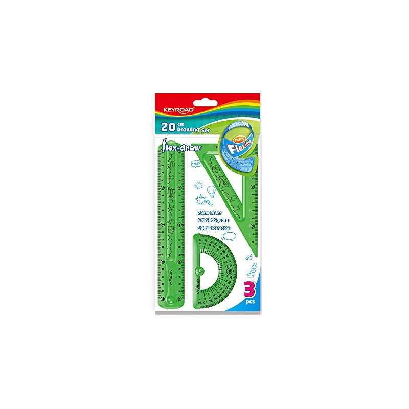 KEYROAD Geometry Set Flexible/Flex-Draw with Graphic/Maths Set 3 Pieces: 1