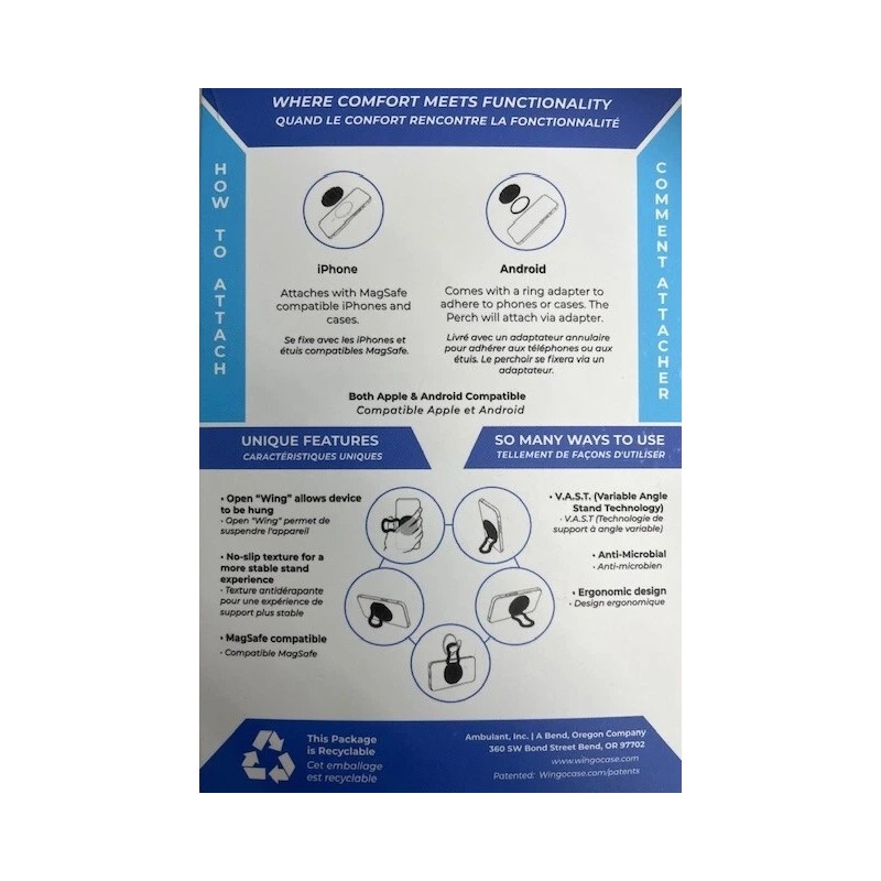 WingoCase Universal PERCH for ALL iPhones, Androids & Mobile Devices