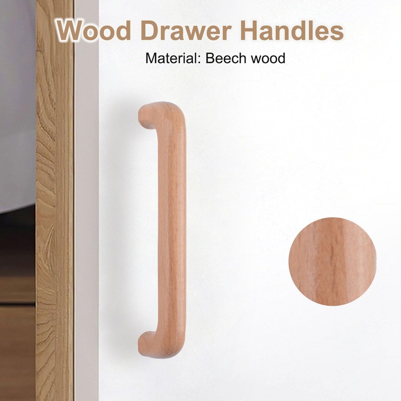 MOROBOR Wooden Cabinet Handles Solid Wooden Drawer Pull 10 Pack