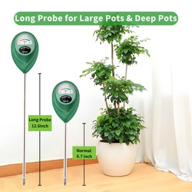 Censinda Soil Moisture Meter, 2 Pack Long Probe Soil Moisture Monitor for House Plants, Soil Hygrometer Moisture Sensor for Indoor & Outdoor, Garden, Farm, Lawn Plant Care, No Battery Needed(Green)