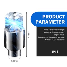 Titgoes 6 PCS Tire Valve Stem Lights, Waterproof & Leakproof Vibration-sensing Luminous Air Caps Cover, for Vehicle Decoration And Night Visibility, Universal for Cars Bikes Motorcycles (Blue)