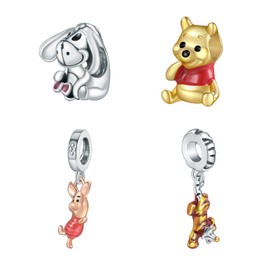 NJXINJIABO Animal Friends 925 Sterling Silver Dangle Charms with Sparkling Cubic Zirconia, Women's Jewelry Gift for Christmas Birthday Anniversary Valentine's Day