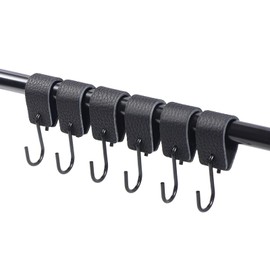 Vista S Hooks for Hanging Leather Hooks Metal Coat Hooks No Drilling Hooks Pack of 6