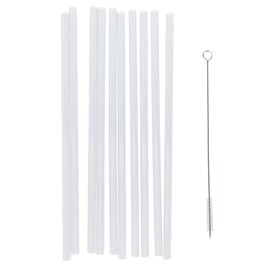 Sharplace Set of 10 Reusable Hard Plastic Clear Straws with 1 Piece Straw Cleaner Brush for Home Shower Wedding Tumblers Cups Decoration(Random shipments, Clear or Colorful)