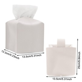 MUNSKT PU Leather Square Tissue Box, Modern White 5"X5"X5" Cube Napkin Organizer Holder for Home Hotel Bathroom Restaurant Office Car