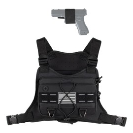 Outdoor Sports Chest Bag for Men with Phone Holder, Breathable Running Chest Pack Fits Most Pistols,EDC Travel Running Vest Pouch, CCW Tactical Chest Bag for Hiking, Workout, Cycling and Walking Dog