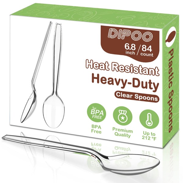 Dipoo Dipoo 6.8" Clear Plastic Spoons Heavy Duty with Heat