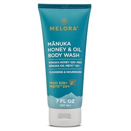 MELORA- Gel de baño con miel de Manuka (7 oz): jabón corporal hidratante para el cuidado de la piel con miel de Manuka y aceite para el acné, D