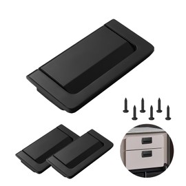 Thatyro 3 Packs 2.9" Invisible Drawer Flush Pull Handle with Screws, Zinc Alloy Concealed Flush Ring Pull, Hidden Recessed Furniture Grip Hardware for Cabinets Closets Cupboard Door (Black)