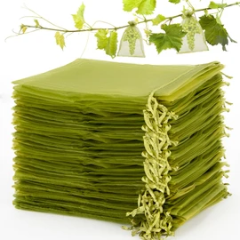 Sukh 100PCS Fruit Protection Bags - 6"x8" Fruit Cover for Fruit Tree Netting Fruit Nets to Protect Fruit Mesh Organza Bags Green Net Bags for Fruits & Vegetables