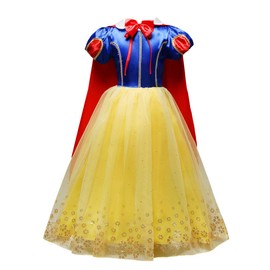 Lito Angels Princess Snow White Costume Birthday Party Fancy Dress Up with Cape for Kids Girls Age 9-10 Years, Style C