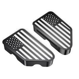 EGOVO Stake Pocket Covers for 2014-2018 GMC Sierra 1500,Chevy Silverado 1500/2500/2500HD/3500 Truck Bed Rail Stake Pocket Caps, Odd Shaped Hole Plugs Caps (2PCS, 2014-2018 White Flag)