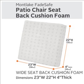 Classic Accessories Patio Lounge Back Cushion Foam, 23"W x 22"H x 4"Thick
