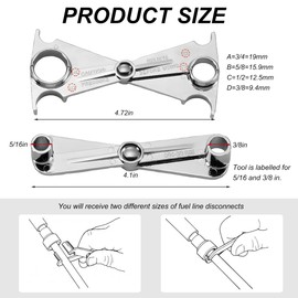 Wevdn 2PCS Fuel Line Disconnect Tool, 3/4 5/8 1/2 3/8 Inch & 3/8 5/16 Inch Fuel Filter Removal Tool for Quick Disconnection, Multi-Purpose Scissor Fuel Line Wrench Fit Cars Truck SUV