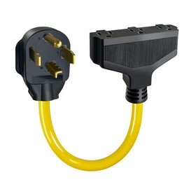 14-30P Male to (3) 5-15R Female Household Tri Outlet Dryer Adapter Cord，10AWG